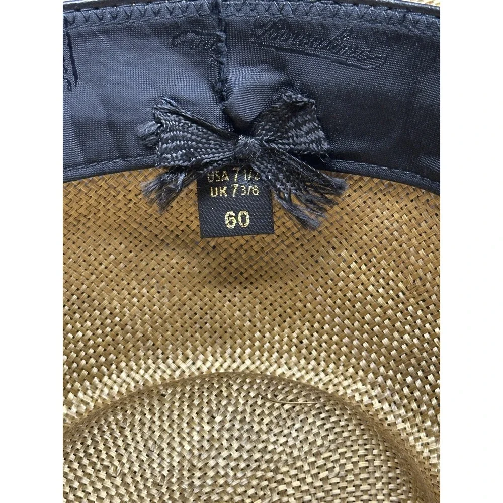 Borsalino Fedora Hat Mens 7 1/2 Beige Genuine Straw Suede Band Italy Classic